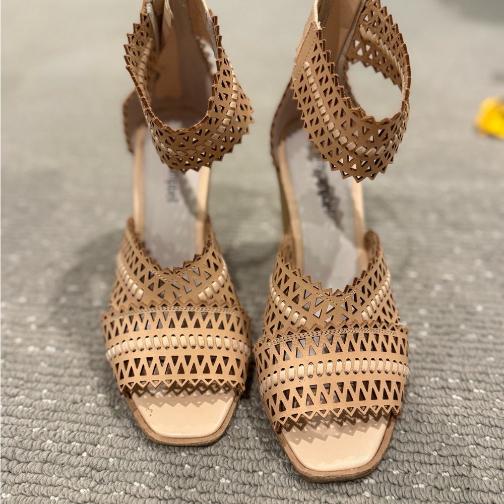 Jeffrey Campbell Tan Cutout Women's Wedge Heels